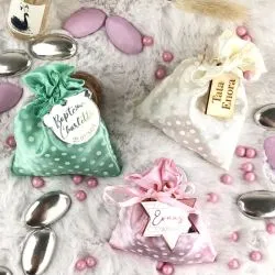 Bourse dragées en satin Pois (12pcs)