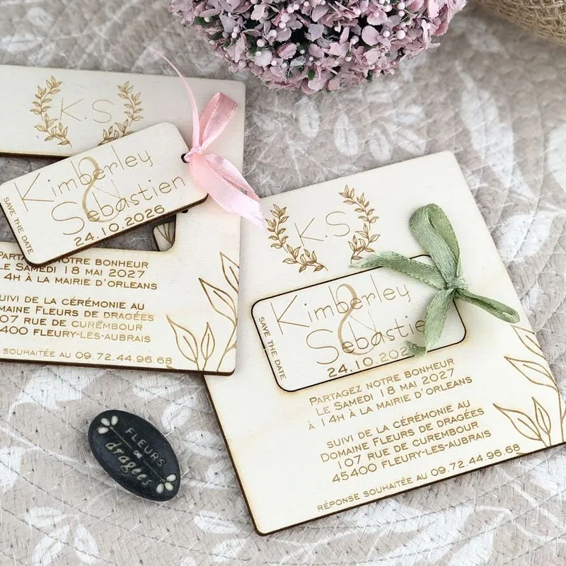 Carreline — Faire-part Bois, Plexi & Save-the-Date