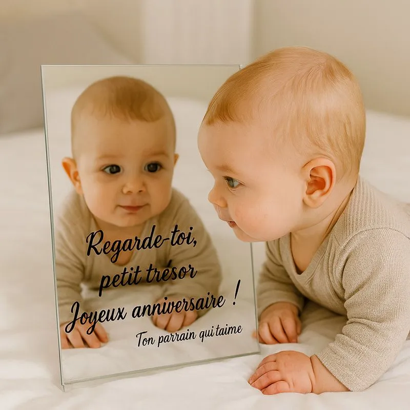 Cadeau parrain Miroir gravé personnalisé Message
