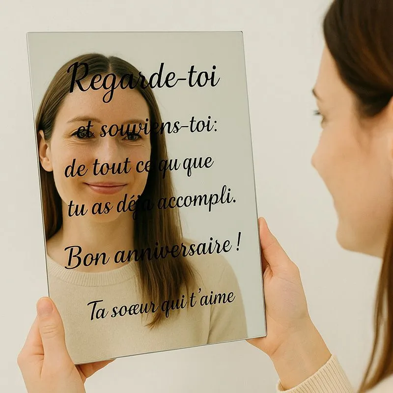 Cadeau marraine Miroir gravé personnalisé Message
