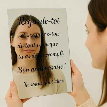 Cadeau marraine Miroir gravé personnalisé Message