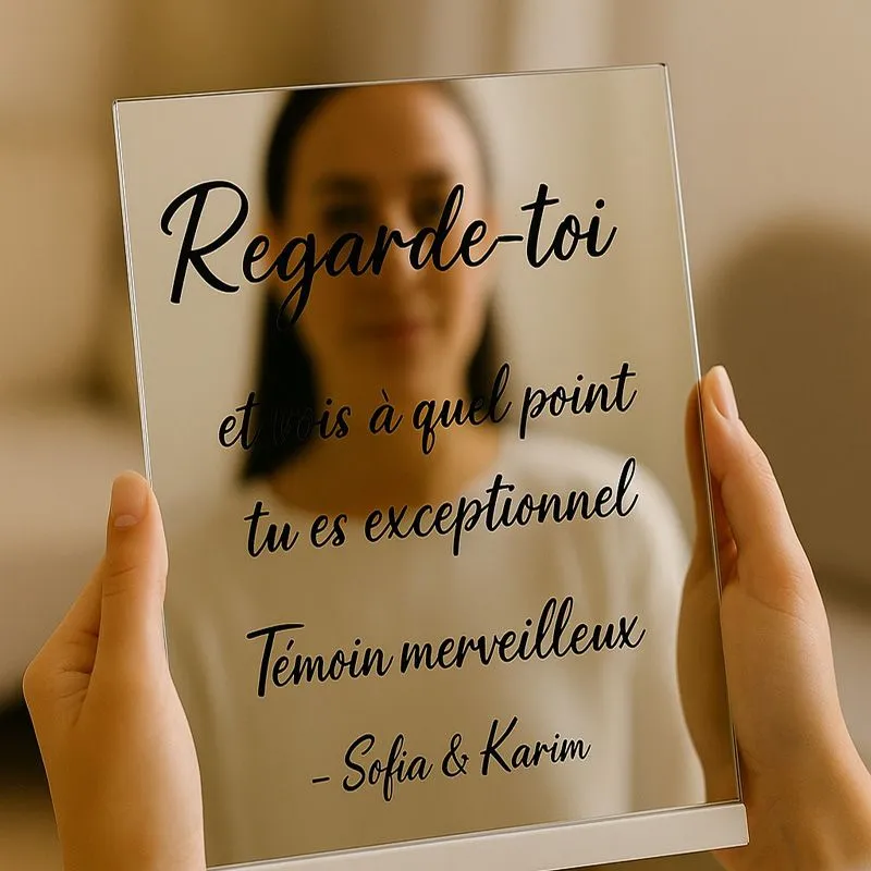 Miroir gravé personnalisé – Cadeau pour témoin de mariage