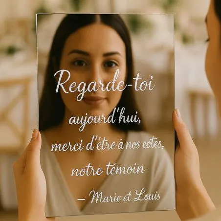 Miroir gravé personnalisé – Cadeau pour témoin de mariage