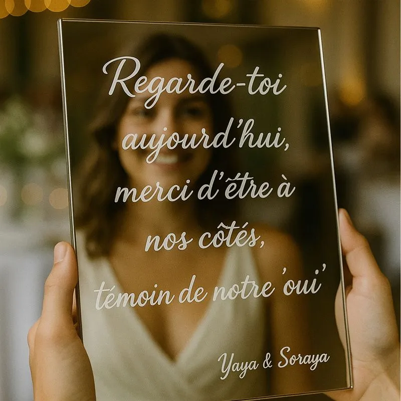 Miroir gravé personnalisé – Cadeau pour témoin de mariage