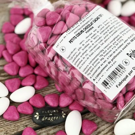 Mini cœur cacao 70% déstockage - Fuchsia