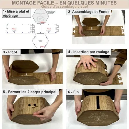 Notice visuel- Urne bois Personnalisée hexa