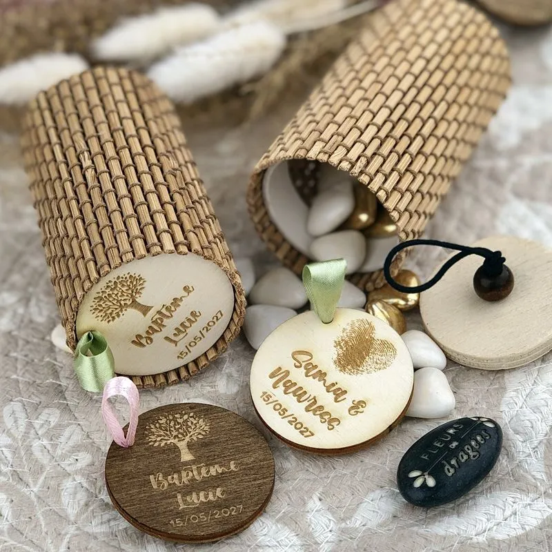 Boite Bambou Cylindre Personnalisée - Naturel