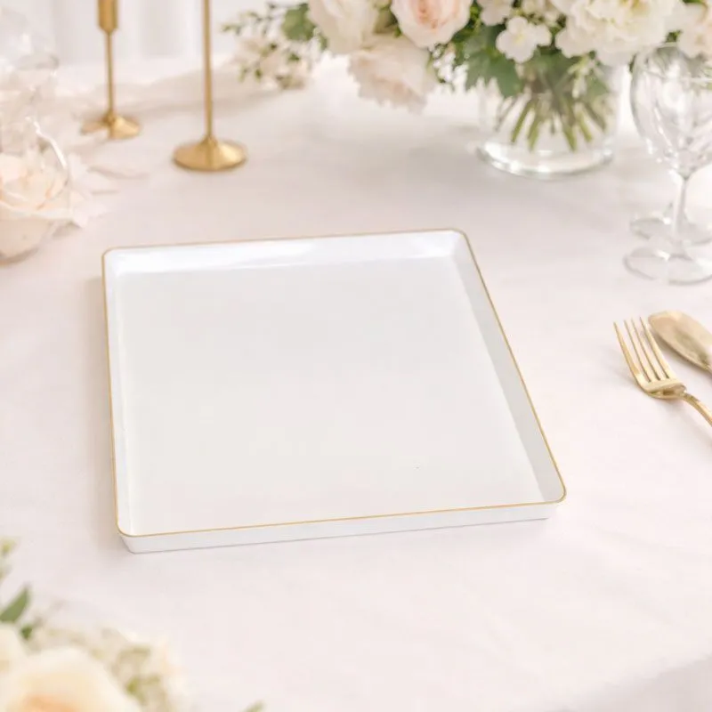 Lot de 2 Plateaux Réutilisables Carrés - Liseré Doré