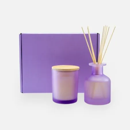 Coffret Cadeau Parrain Marraine avec Bougie Parfumée et Diffuseur de Parfum Lilas