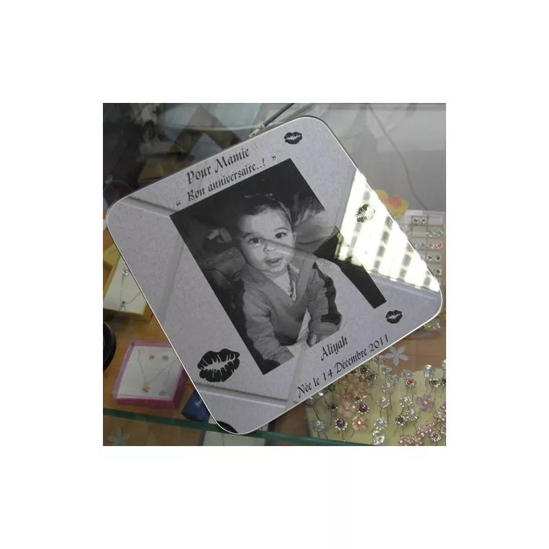 Cadre photo - Miroir gravé Communion "Texte + Photos"