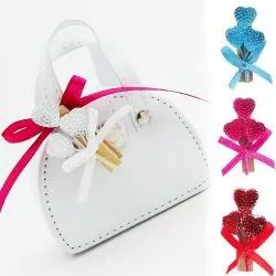 Pince décorative Coeur cristal X10
