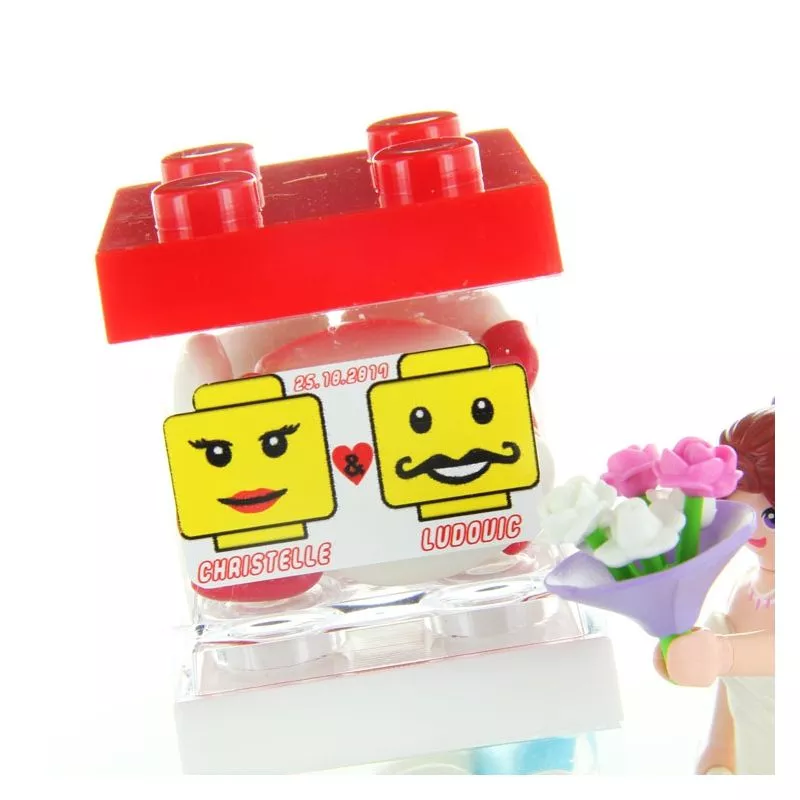 Boite dragées mariage LEGO personnalisé avec sticker OFFERT