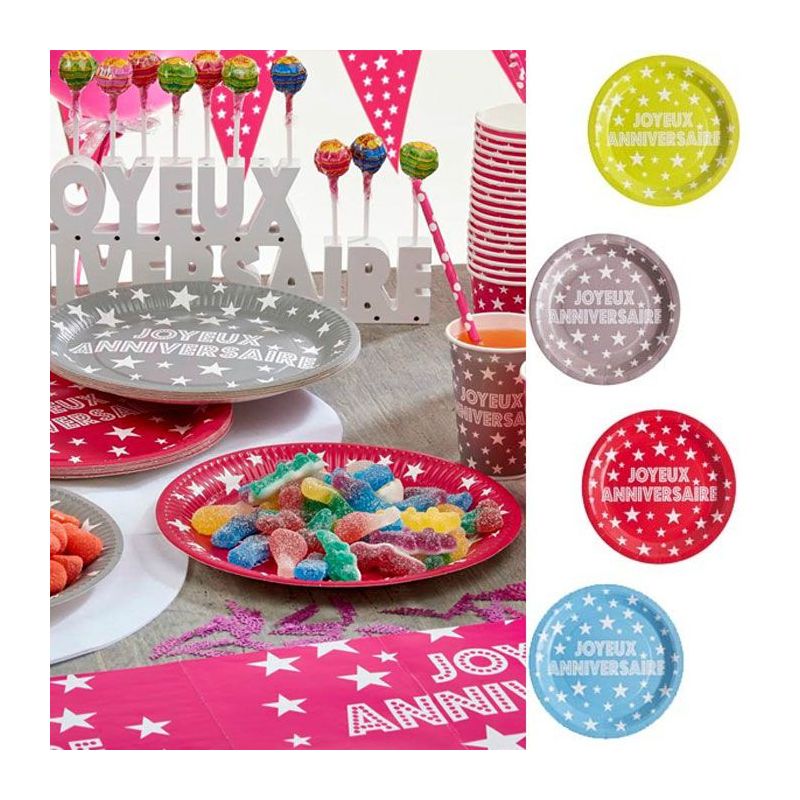 Vaisselle jetable anniversaire - 10 assiettes jetable