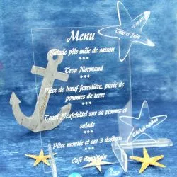 Menu personnalisé plexi - Etoile de mer