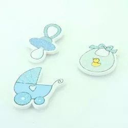 3 Stickers naissance Bleu à coller