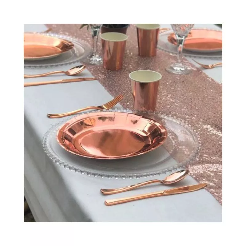 ZVK Assiettes de fête, 18cm Assiettes en papier jetables Lot de 50 Rose  avec feuille d'or Assiette à dessert Vaisselle de fête : : Cuisine  et Maison