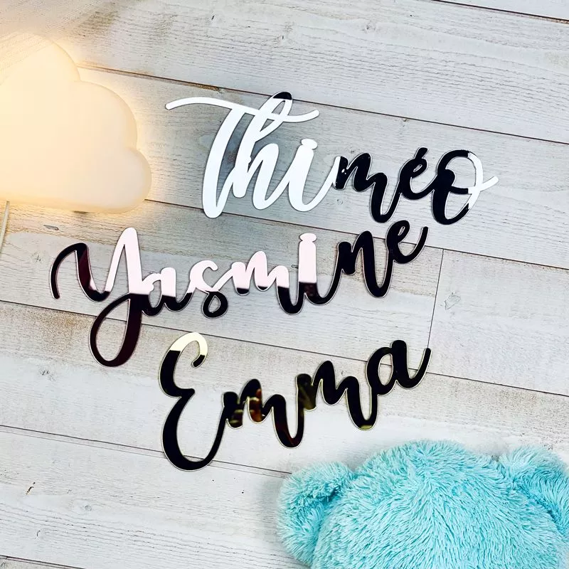 Prénom personnalisé mural / porte chambre - Argent