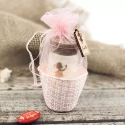 Panier Bourse tissé bicolor (lot de 12) - Rose