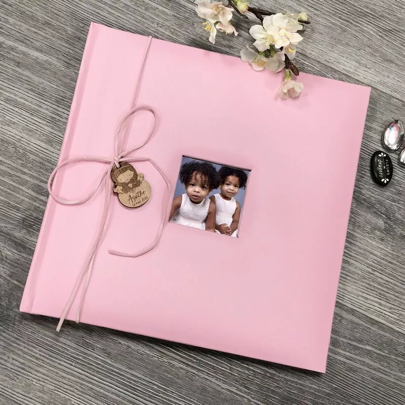 Livre d'or naissance fille  / Album photo en Cuir rose